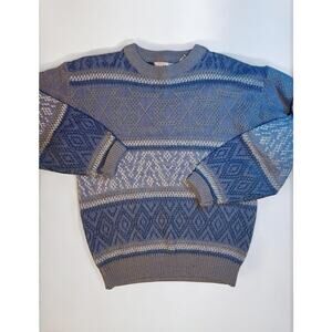 SATURDAYS NYC Men's Ski Sweater, Vintage Nordic Geometric Pattern Pullover Sz S